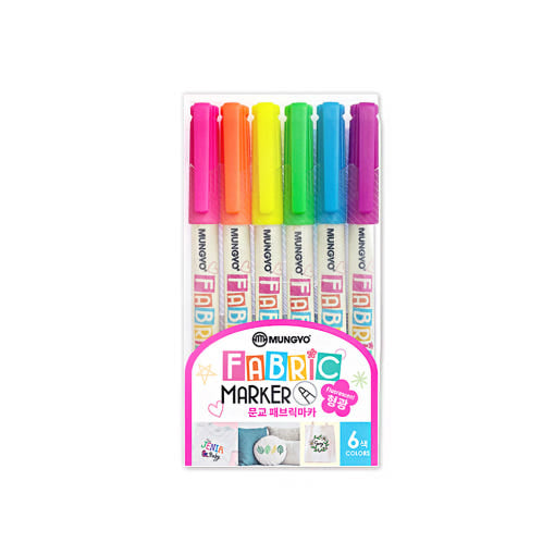 [Mungyo] Fabric Marker Fluorescent 1SET(6Colors)