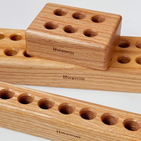 [hwawon] Oil Pastel Holder Oak Wood Stand (6Holes / 12Holes) 1ea