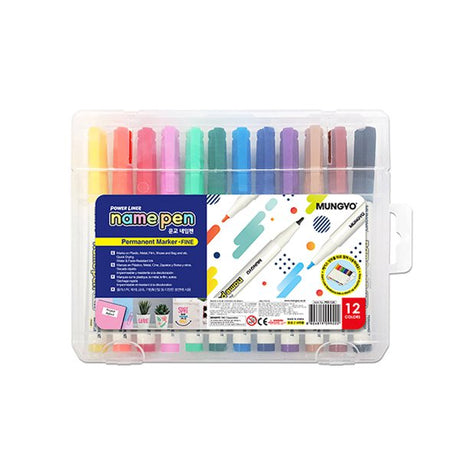 [Mungyo] Name Pen Fine-Tip Marker 1mm 1SET(12Colors)